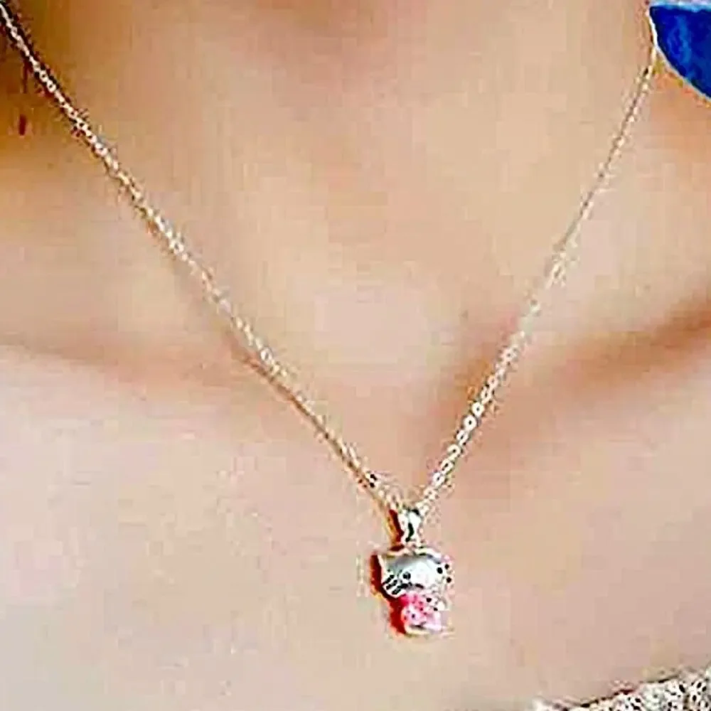 Hello Kitty Sterling Silver Charm Pendant Necklace